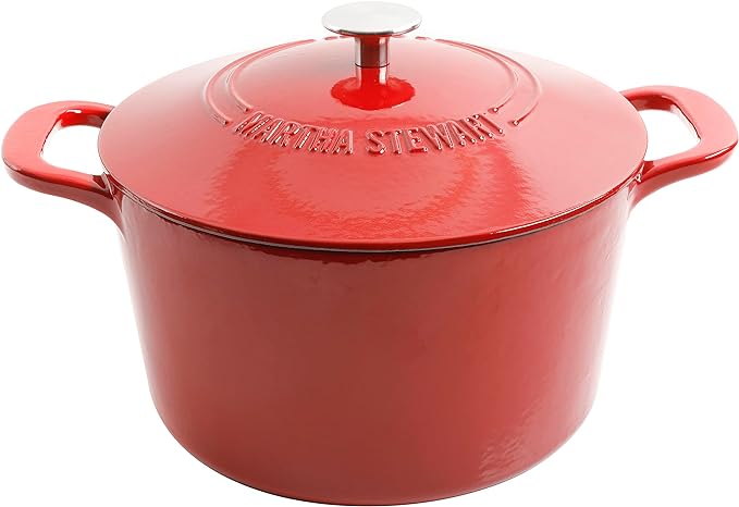 MARTHA STEWART Gatwick 7-Quart Enamel Cast Iron Dutch Oven – Red Ombre – by MarthaStewart
