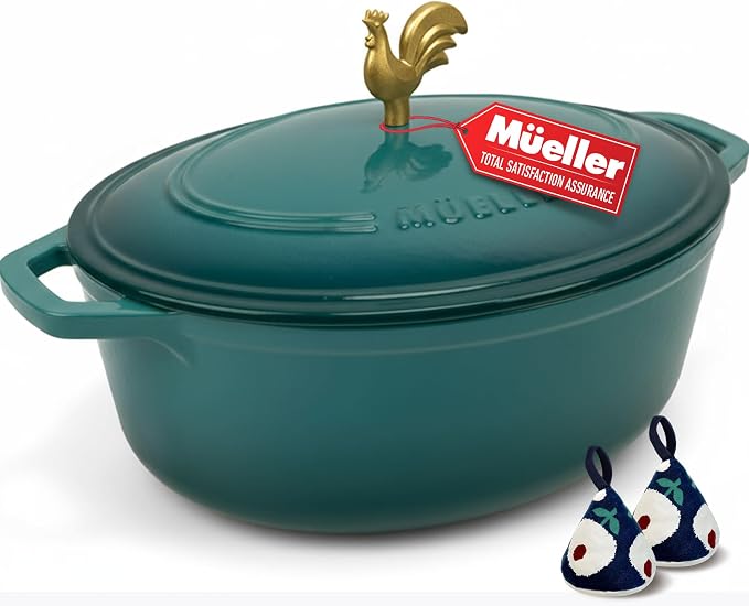 MUELLER HOME 5.5 Quart Enameled Cast Iron Oval Dutch Oven by MUELLERHOME