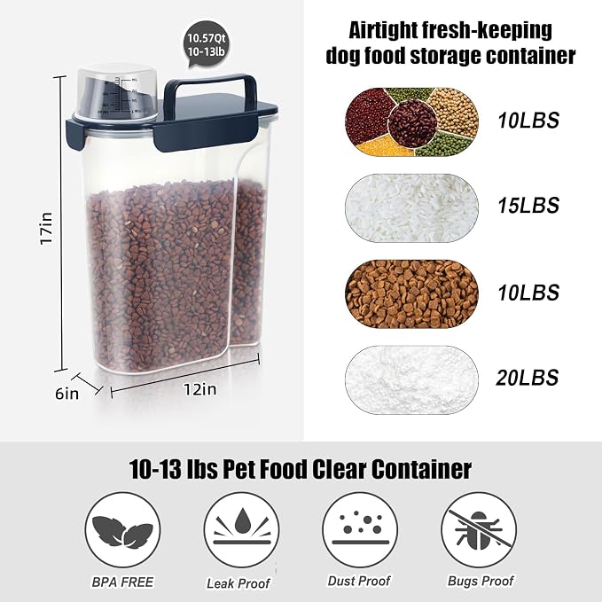 LEAWALK 10-13 Lbs Upgrade Capacity Dog Cat Food Storage Container, Pet Dog - Image 4