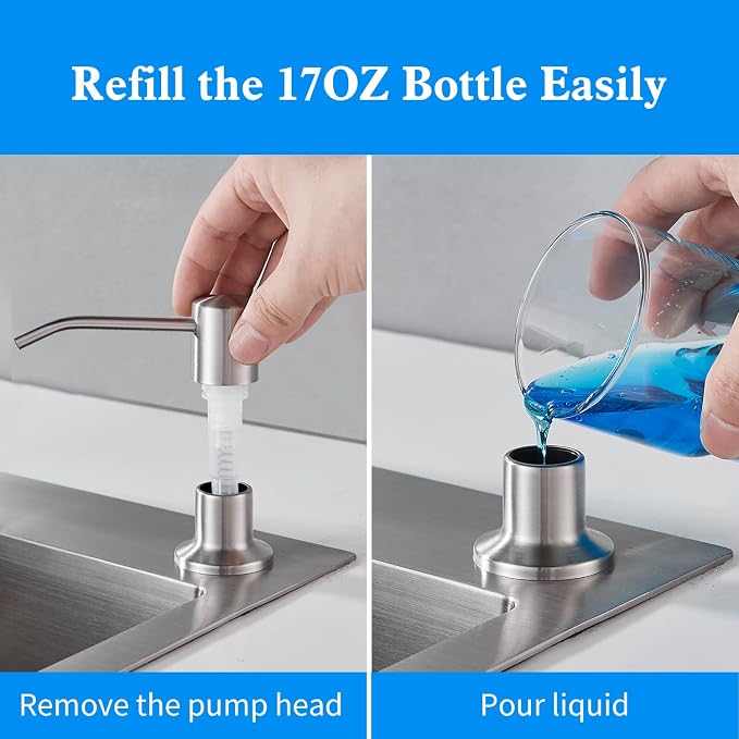 Built in Soap Dispenser for Kitchen Sink, Brushed Nickel Stainless Steel - Image 4