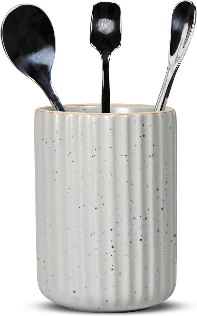 Ceramic Spoon Holder for Coffee Bar, Upright Tea Spoon Holder Cup, Coffee by U-TIMES