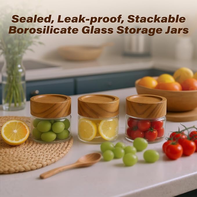 6-Pack 4 fl oz Stackable Airtight Glass Jars – Small Mason Jars designed - Image 3