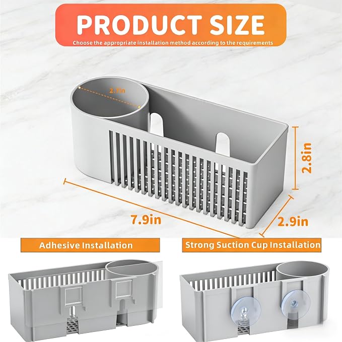 SuoXing Inside Sink Sponge Holder, Plastic Dish Sink Organizer - Image 3
