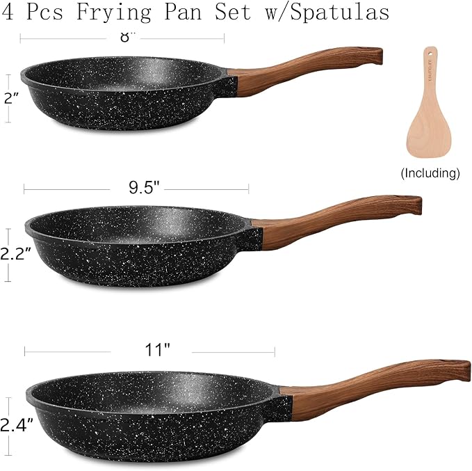 ESLITE LIFE Nonstick Ceramic Frying Pans Skillets Set, Non-Toxic Egg Omelette - Image 2