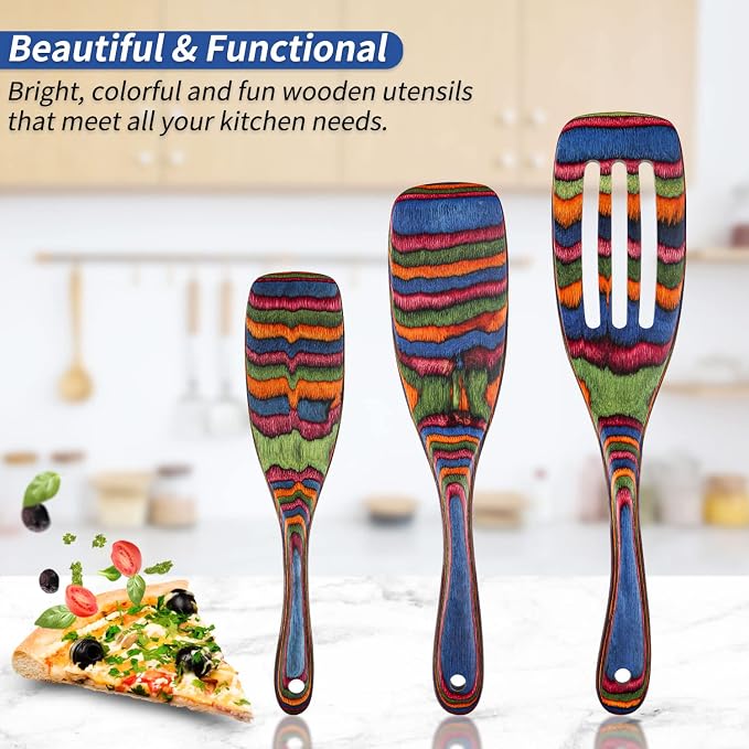 Spurtle Set, Wooden Utensils for Cooking, WOSPONFAN Kitchen Utensils Set - Image 7