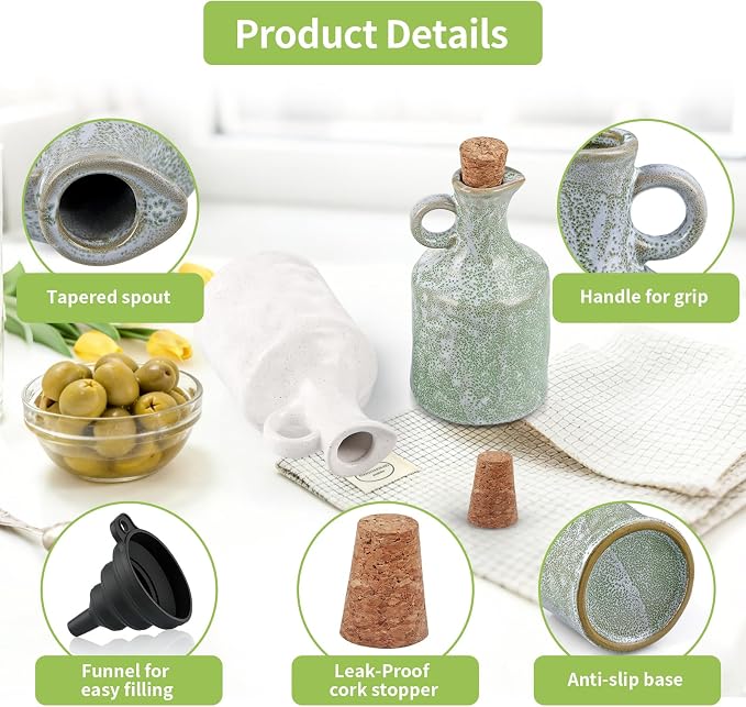 MDLUU Ceramic Olive Oil Vinegar Dispenser Bottle - Image 5