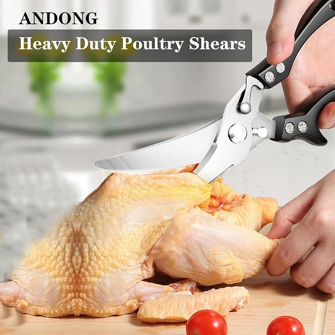 ANDONG Heavy Duty Kitchen Scissors, Professional Poultry Shears, Cooking - Image 8