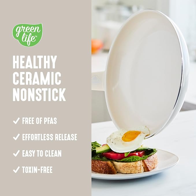 GreenLife Soft Grip 16 Piece Cookware Set, Non-Toxic PFAS-Free Ceramic Nonstick - Image 2