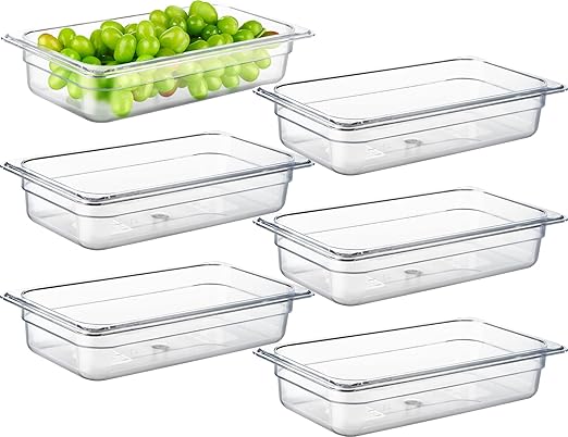 CURTA 6-Pack 1/3 Size 2.5" Deep NSF Polycarbonate Food Pans | Dishwasher & by CURTA