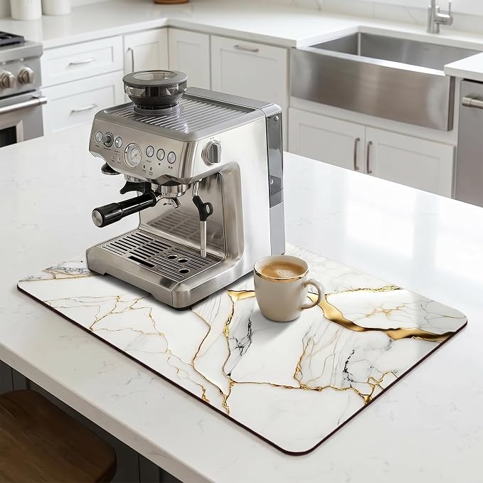 Coffee Mat or Dish Drying Mat Super Absorbent Drying Marble pattern Mat - Image 3