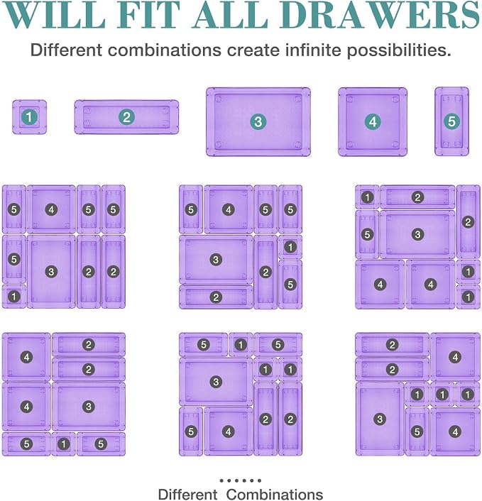StorMiracle 10 PCS Drawer Organizer Set, 4 Varied Size Bathroom and kitchen - Image 4