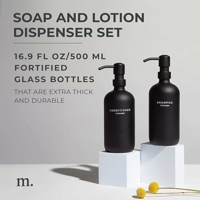 MaisoNovo Soap Dispenser 2-Piece Set | 16.9oz Black Bottles - Image 2