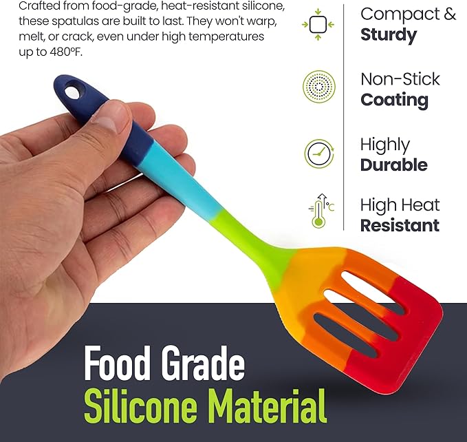 11-Piece Rainbow Silicone Spatula Bundle - Image 4
