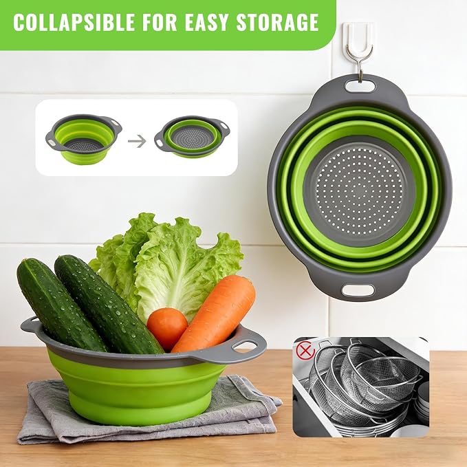 2 Pack Collapsible Silicone Colander - Image 3