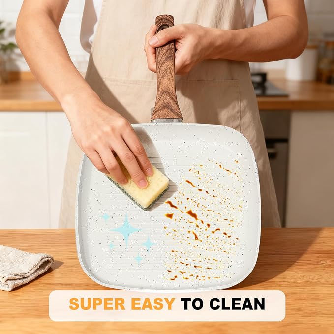 NEWBULIG 3-Piece Nonstick Grill Pan Set, Square Griddle Pans - Image 3