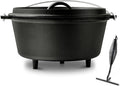8QT Pre-Seasoned Cast Iron Camp Dutch Oven by Blingco
