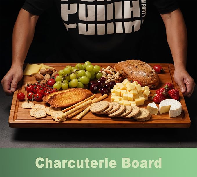 Allsum Extra Large Carbonized Bamboo Wood Cutting Boards - Image 5