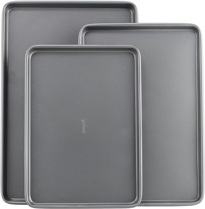 GoodCook Everyday Nonstick Baking Sheet Set, 3 Pack Includes Small Medium and by GoodCook