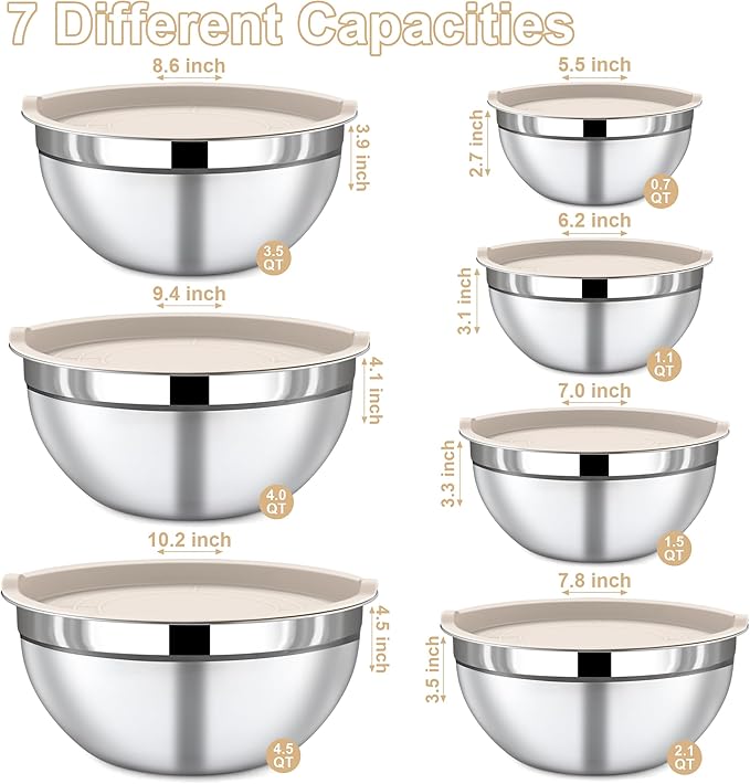 7 Piece Stainless Steel Mixing Bowls - Image 2