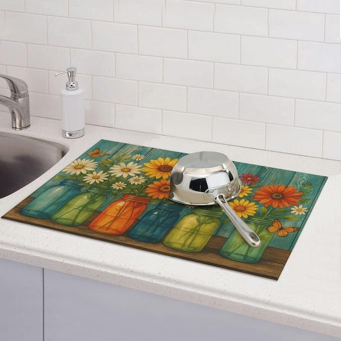 Rustic Vintage Flower Dish Drying Mats - Image 7