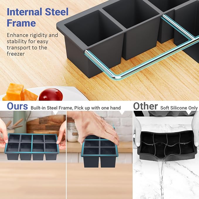 Large Ice Cube Trays for Whiskey: GGOW Big Silicone Ice Cube Trays 2Inch- Huge - Image 5
