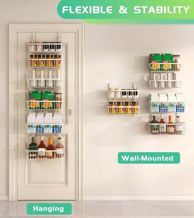 Mefirt 12 Inch Wide Narrow Over The Door Pantry Organizer, Pantry Organization - Image 3