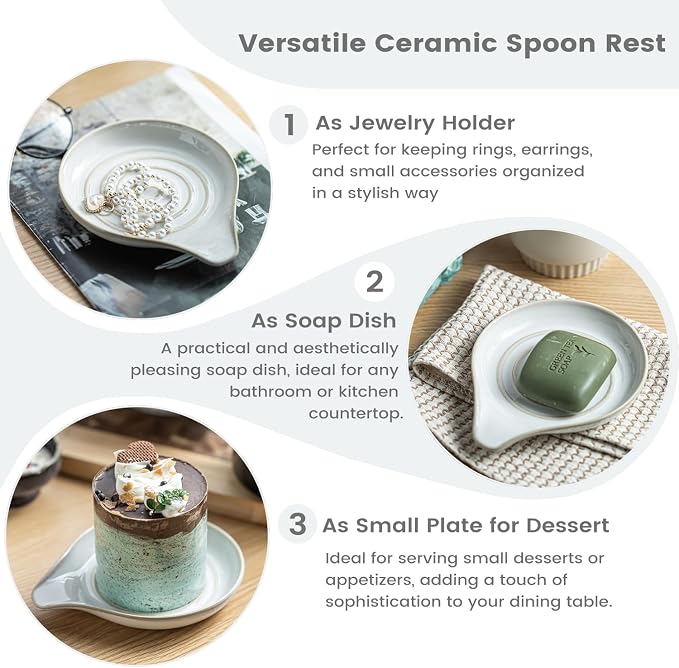LAUCHUH Spoon Rest, Large Ceramic Spoon Holder - Image 3