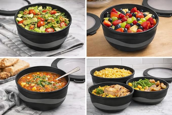 Pera Mixing Bowls with Lids Set, 8 Piece, BPA Free Nesting Kitchen Bowl Set - Image 8