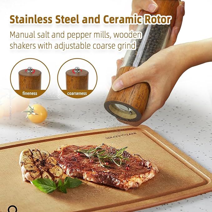 XWXO Premium Acrylic Salt and Pepper Grinder Set, Manual Salt and Pepper Mills- - Image 5