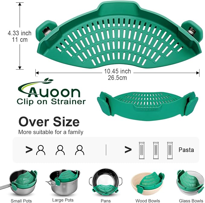 AUOON Oversized Pot Strainer Clip on Silicone - Image 3