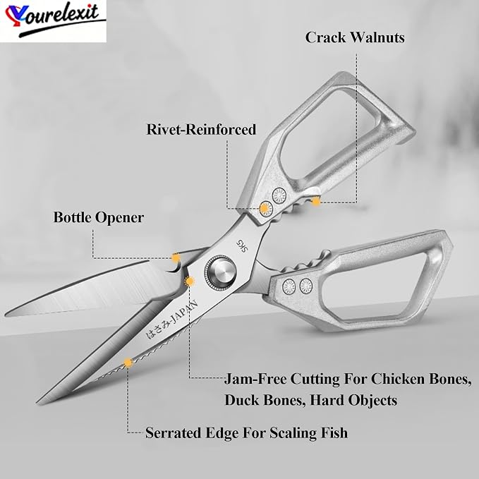 2-Piece Heavy Duty Kitchen Scissors Professional Stainless Steel Meat & Poultry - Image 3