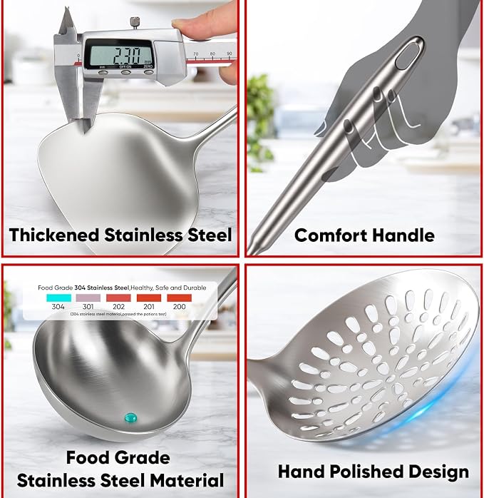 5 Pcs Newness Cooking Utensils Set, 304 Stainless Steel Kitchen Utensils Set - Image 5