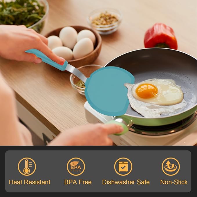 Beijiyi Silicone Spatula Turner Set of 3, 600°F Heat Resistant Nonstick Turner - Image 3