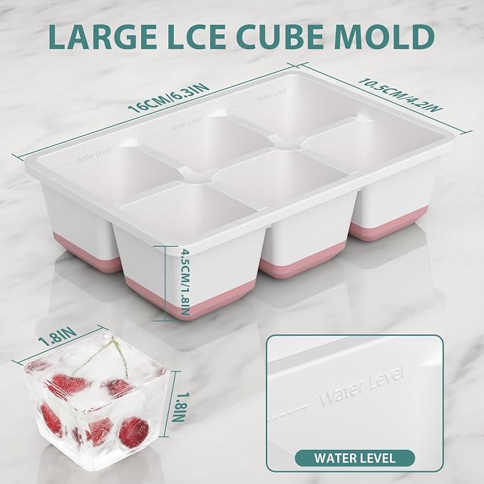 Optish Large Ice Cube Molds, 2 Pack Whiskey Square Ice Molds, 1.8 Inch Big Ice - Image 3