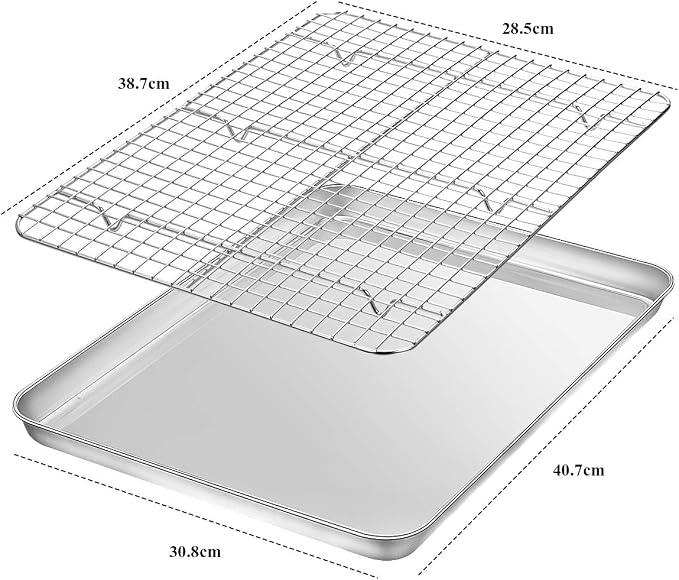 Baking Sheet with Rack Set, Wildone Stainless Steel Cookie Sheet Baking Pan - Image 2