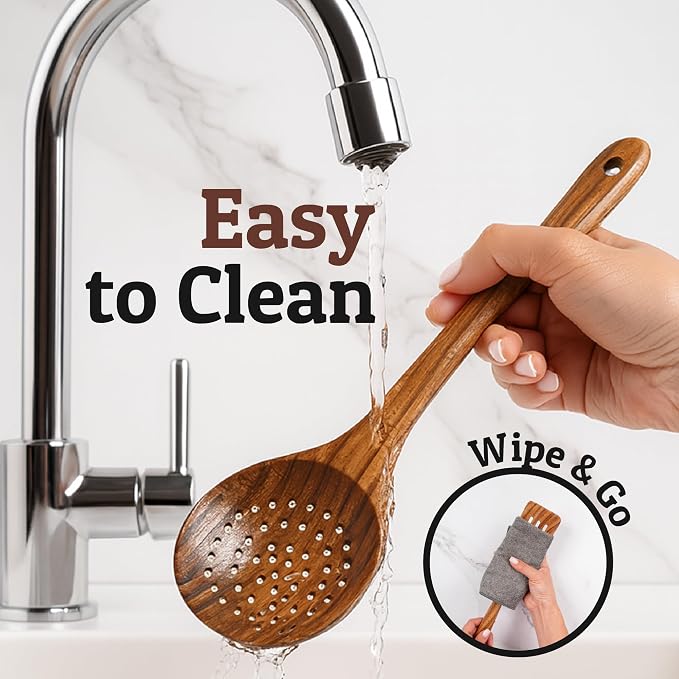 PriorityChef Wooden Slotted Spoon - Image 8