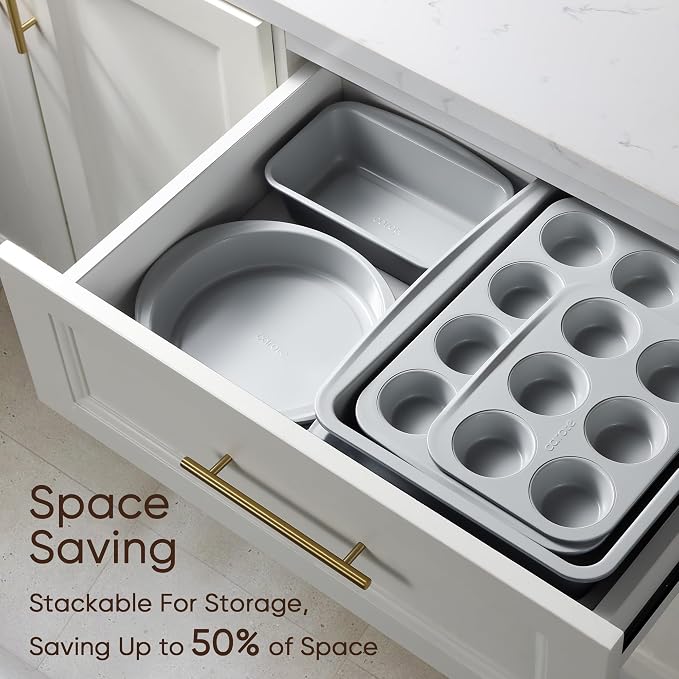 CAROTE 7-Piece Nonstick Stackable Baking Pans Set - Image 7