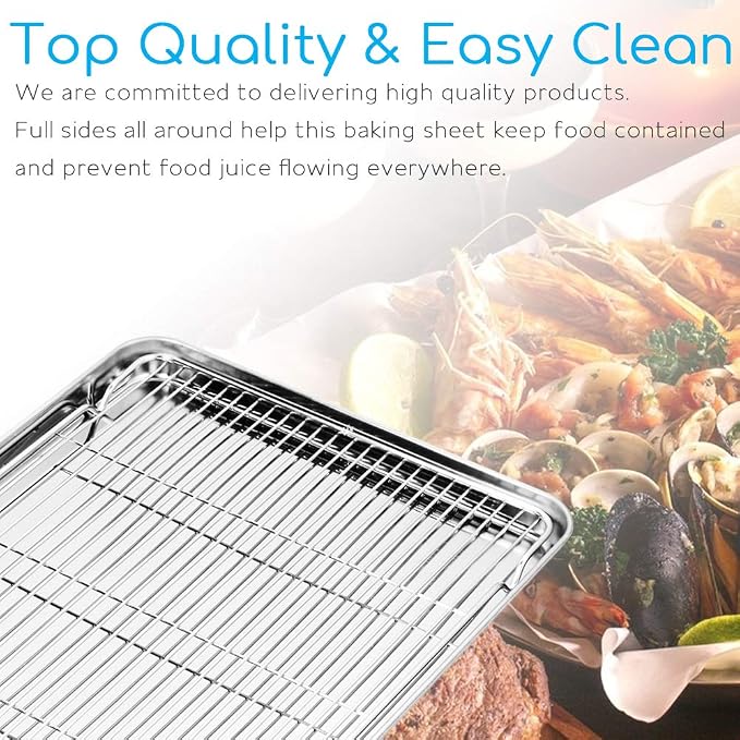 Cookie Sheet and Cooling Rack Set, 16 inch Stainless Steel Baking Pan - Image 6