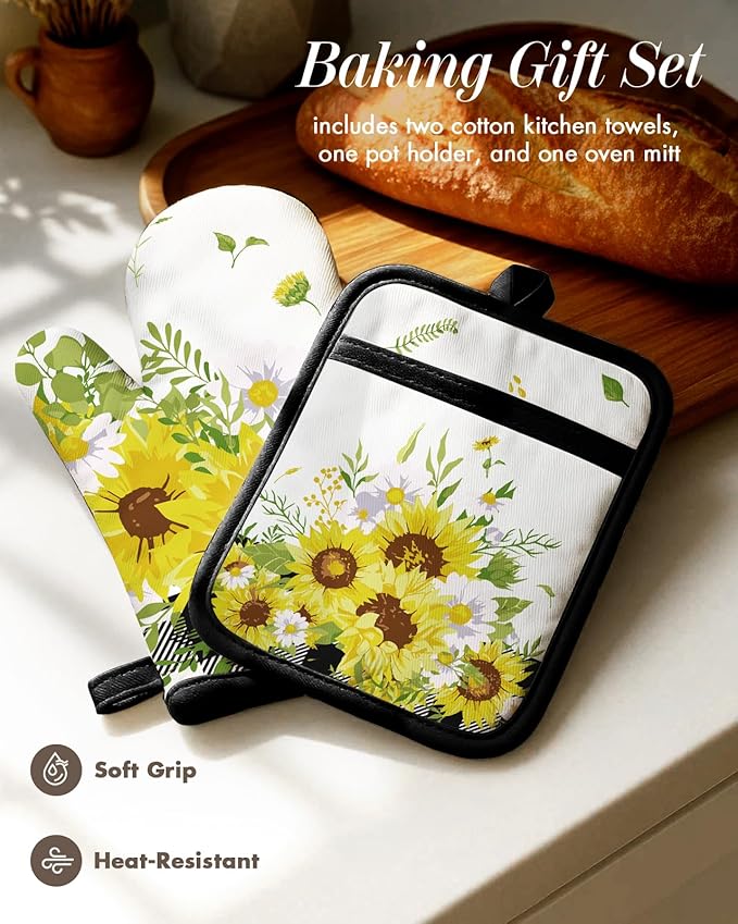 Miss Adola 270 GSM Cotton Kitchen Towels, Oven Mitt and Pot Holder - Image 3
