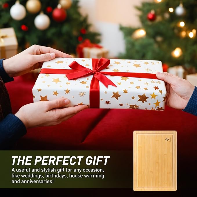 Extra Large Charcuterie Bamboo Board Non Slip Feet Over Sink Wooden Cutting - Image 6