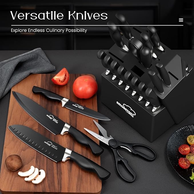 Knife Set, Amorston 21 Pieces Kitchen Knife Set - Image 3