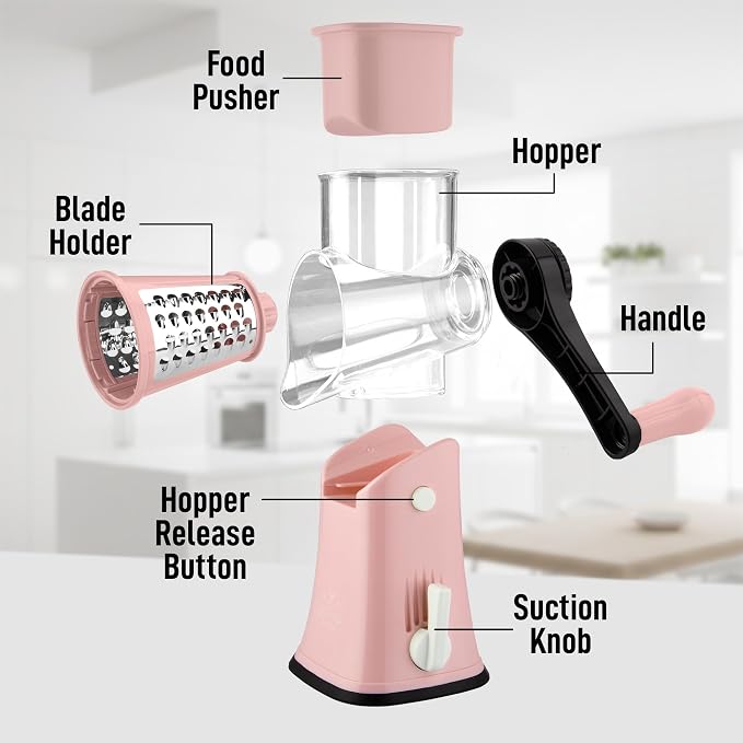 Zulay Kitchen Rotary Cheese Grater 5 Blade Cheese Shredder - Image 8