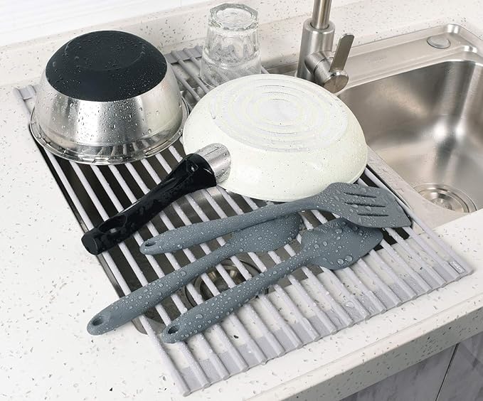 Surpahs 20.5 x 13.1 Inch Roll-Up Dish Drying Rack, Fits Across Sink Openings up - Image 3