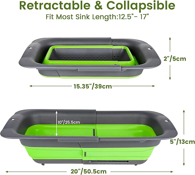 ROTTOGOON 7Qt Collapsible Colander Strainer, Expandable Over the Sink Colander - Image 2
