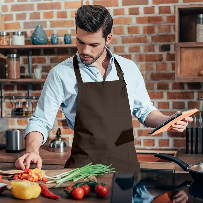 15 Pcs Adult Aprons Bulk with Pockets Adjustable Bib Chef Apron - Image 7
