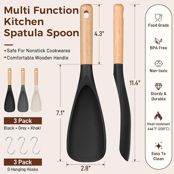 3 PACK Cooking Spatula Spoon for Nonstick Cookware, Scrape - Image 6