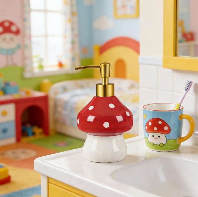 RQYIXI 17 Oz Mushroom Ceramic Soap Dispenser - Image 5