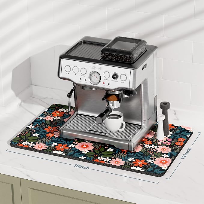 Rnivvi Coffee Mat, Hide Stain Rubber Backed Absorbent Dish Drying Pad - Image 2
