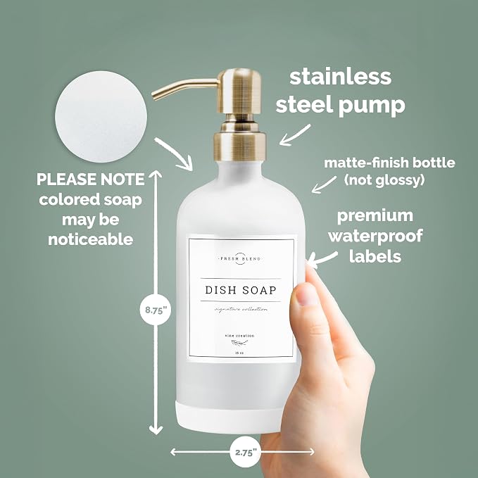 Vine Creations White Glass Soap Dispenser, 2 Pack Kitchen Soap Dispenser Set - Image 6