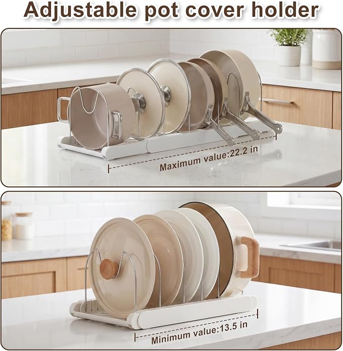 Expandable Pots and Pans Organizer Under Cabinet, 7 Stainless Steel Dividers - Image 5